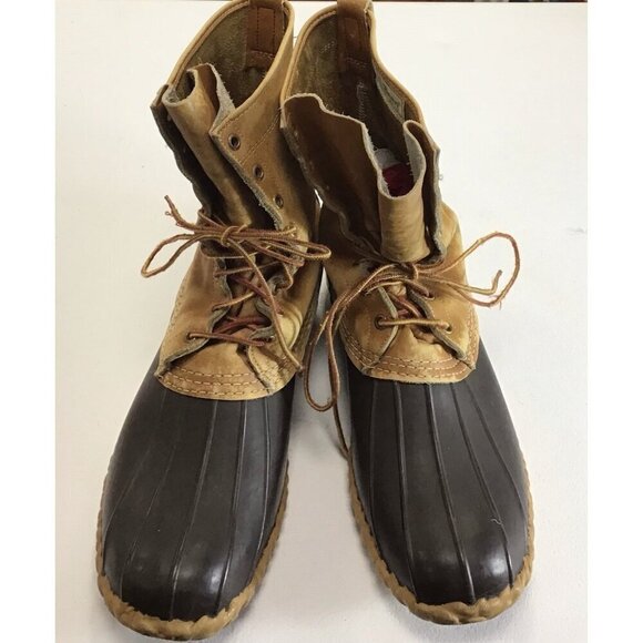 Vintage LL Bean Men\'s Brown Leather Unlined Mid Calf Hunting Duck Boots Size 13 main image 4